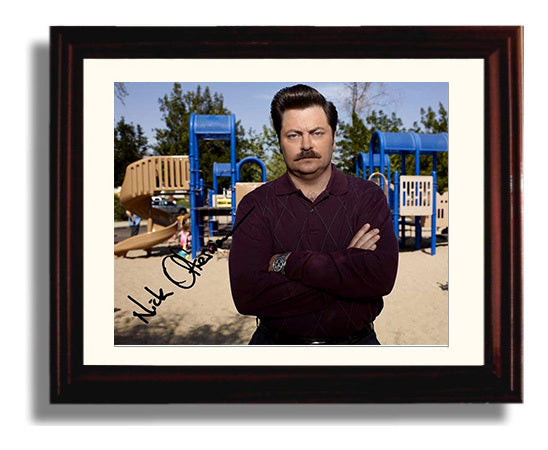 Parks and Recreation - Nick Offerman (Ron Swanson) Parks Department Deadpan Stare - Vintage Television Wall Art - 8x10 Beveled Frame wall art print - television decor