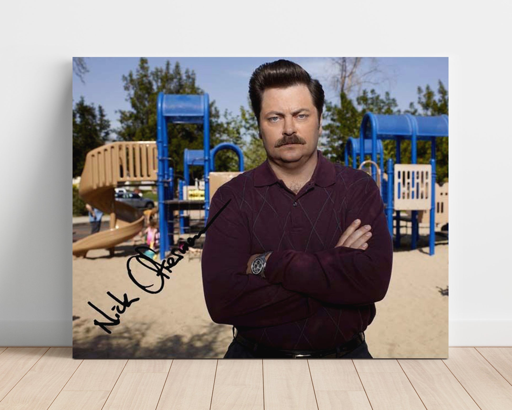 Parks and Recreation - Nick Offerman (Ron Swanson) Parks Department Deadpan Stare - Vintage Television Wall Art - 16x20 Unframed Print wall art print - television decor