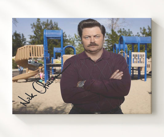Parks and Recreation - Nick Offerman (Ron Swanson) Parks Department Deadpan Stare - Canvas television wall art