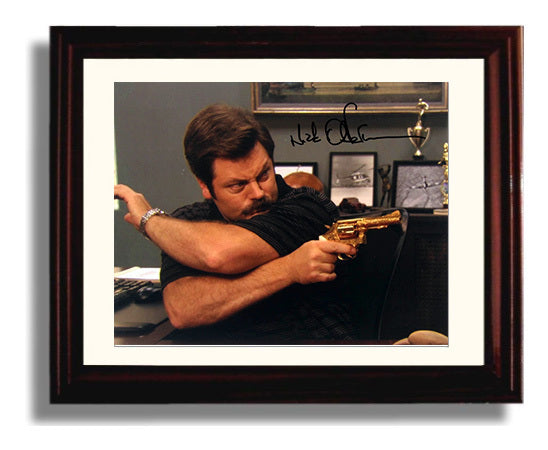 Parks and Recreation - Nick Offerman (Ron Swanson) Revolver Desk - Vintage Television Wall Art - 8x10 Beveled Frame wall art print - television decor
