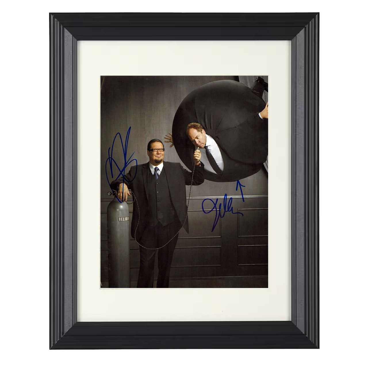 Penn and Teller – Penn and Teller – Helium Balloon Illusion – 8x10 black beveled framed television wall art
