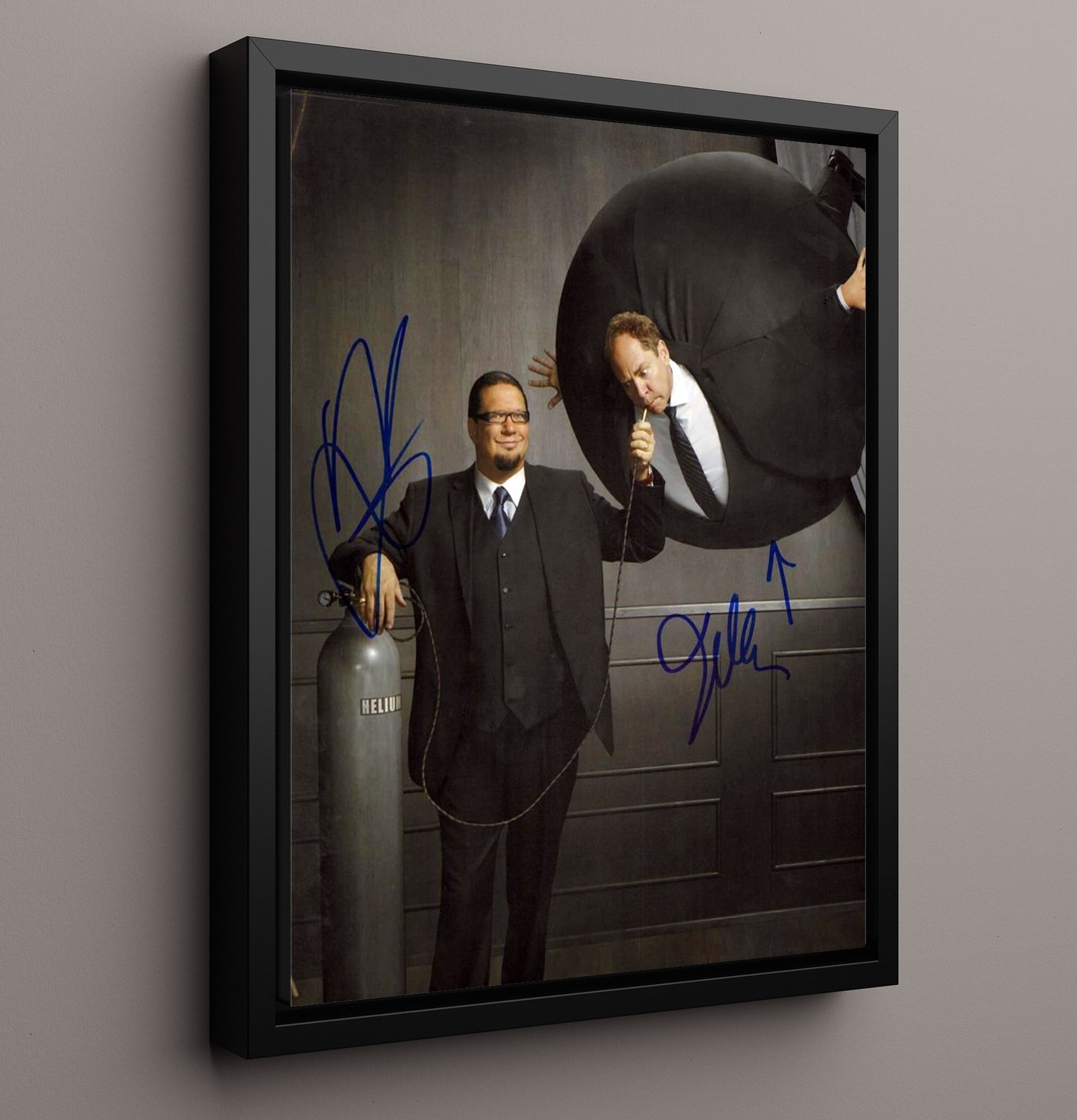Penn and Teller - Penn and Teller - Helium Balloon Illusion Studio Scene - Vintage Television Wall Art - 16x20 Framed Canvas wall art print - television decor