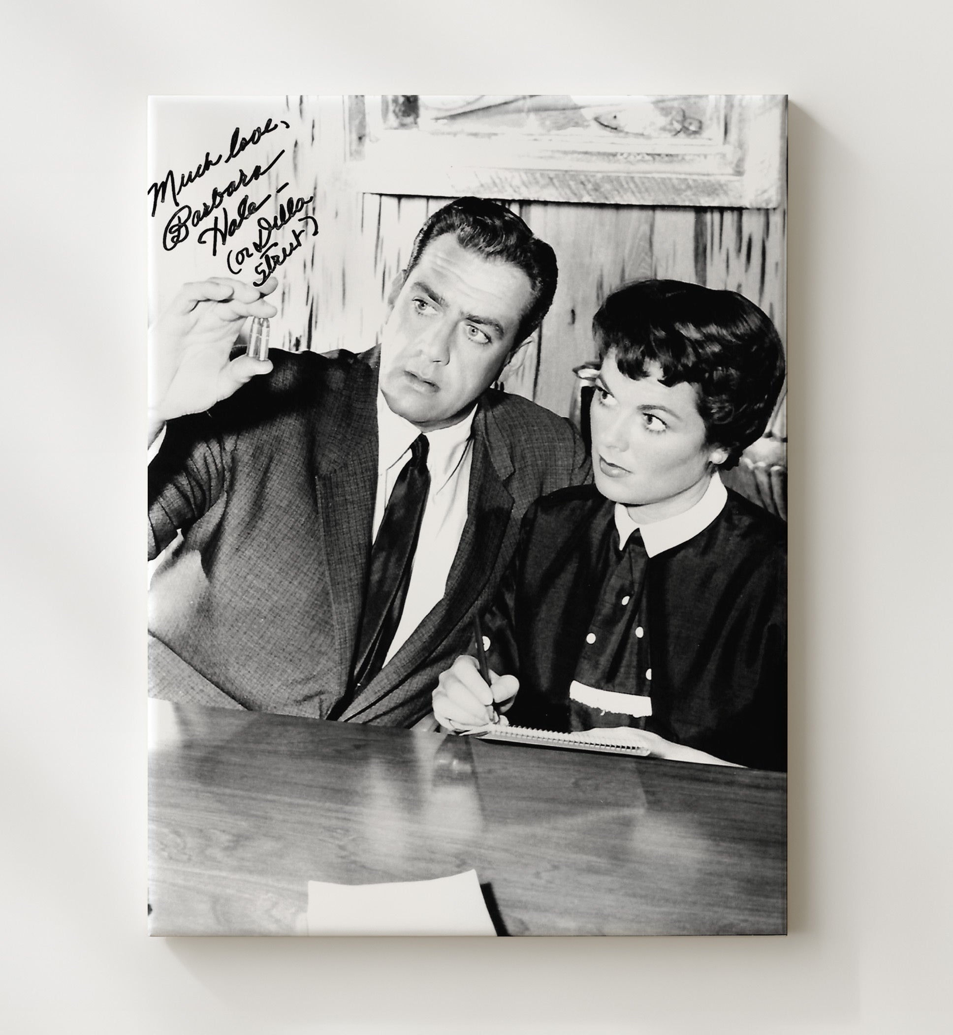 Perry Mason - Barbara Hale Loyal Secretary Della Street - Vintage Television Wall Art - 20x24 Canvas wall art print - television decor