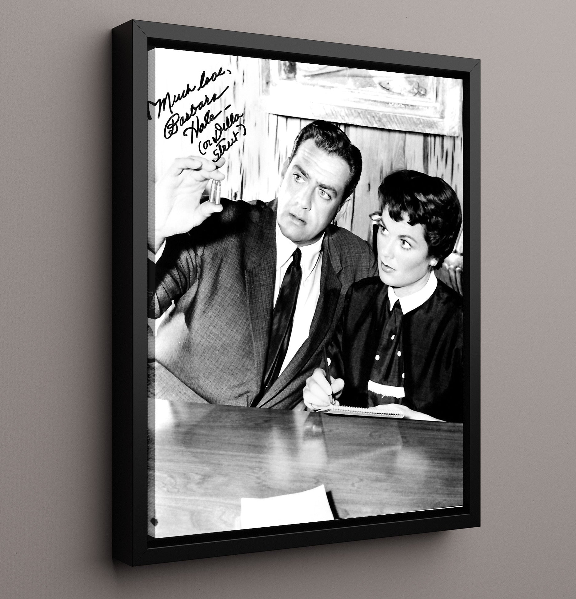 Perry Mason - Barbara Hale Loyal Secretary Della Street - Vintage Television Wall Art - 16x20 Framed Canvas wall art print - television decor