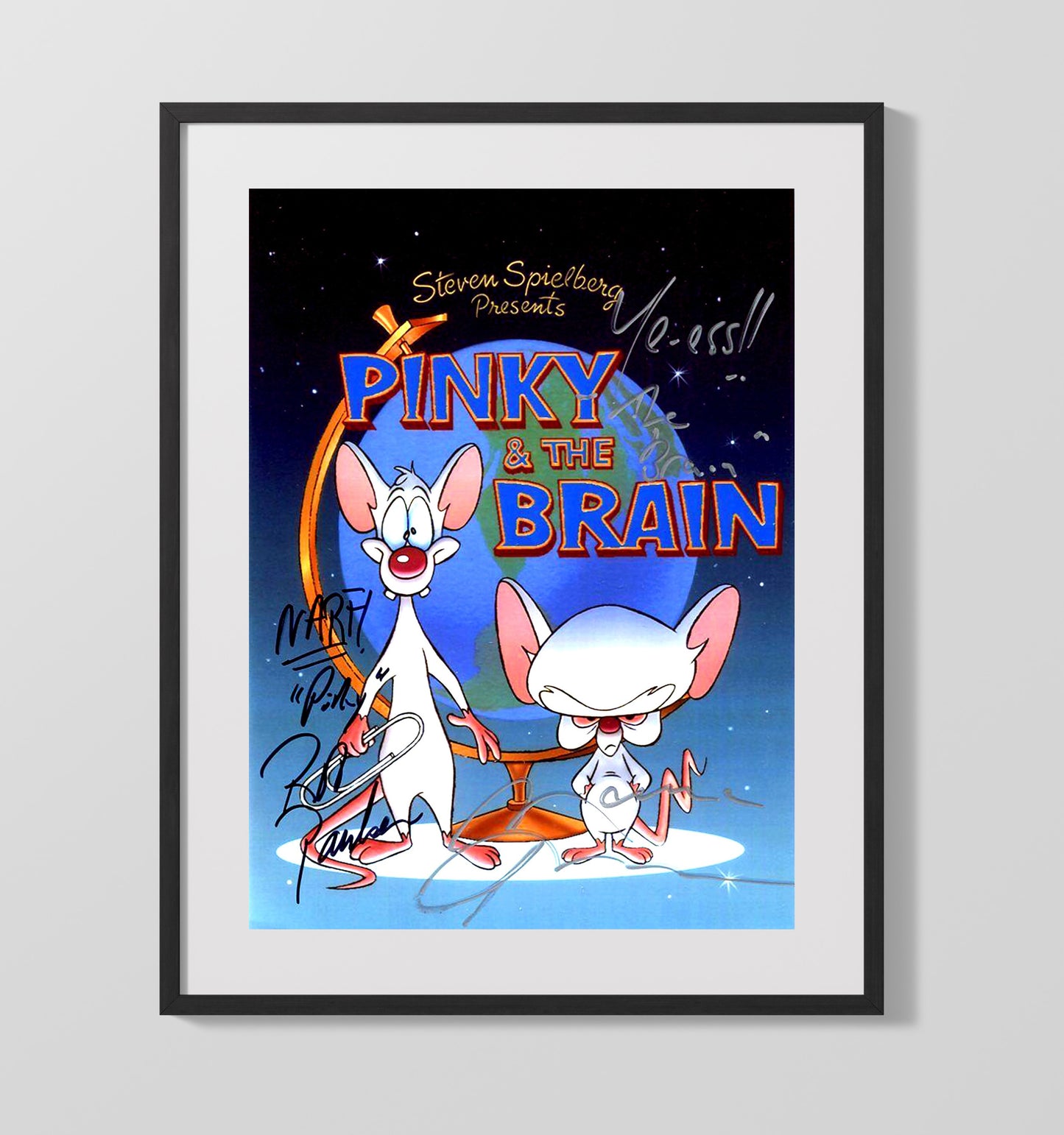 Pinky and the Brain - Pinky and Brain - World Domination Cartoon Poster - Vintage Television Wall Art - 16x20 Gallery Frame wall art print - television decor