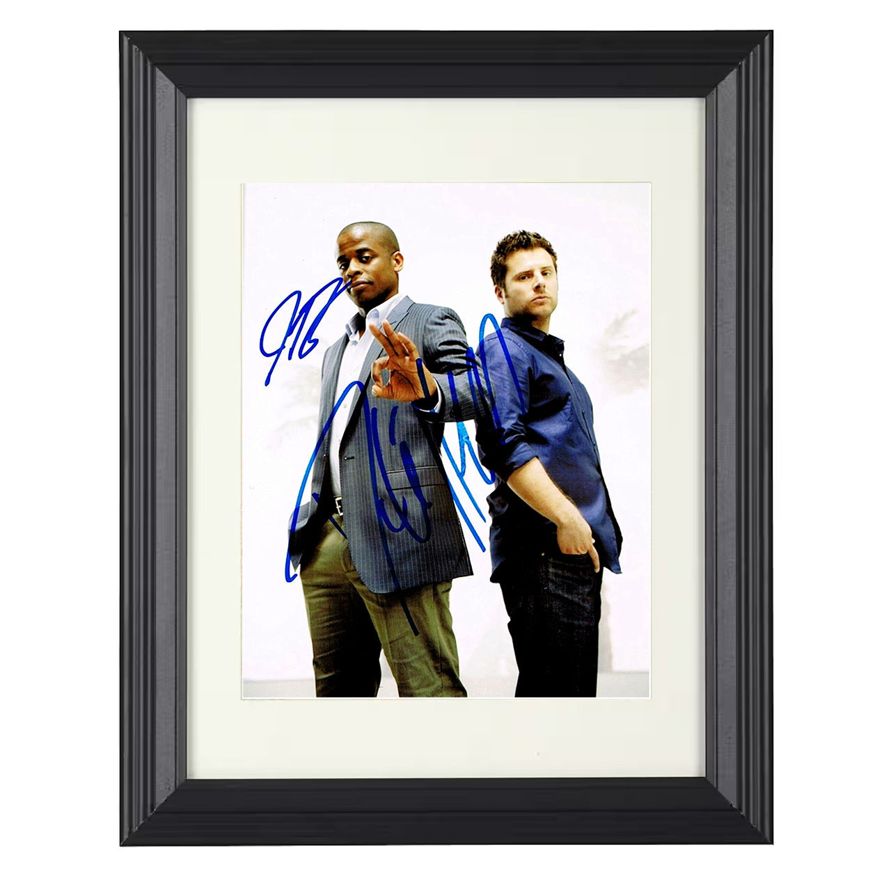 Psych – James Roday and Dule Hill – Detective Duo Back – 8x10 black beveled framed television wall art