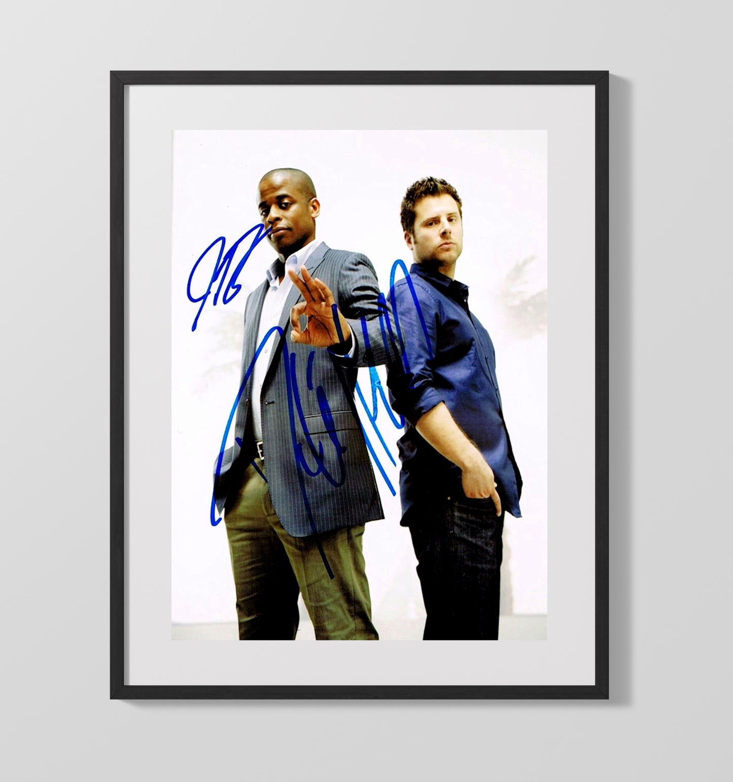 Psych - James Roday and Dule Hill - Detective Duo Back to Back Promo - Vintage Television Wall Art - 16x20 Gallery Frame wall art print - television decor