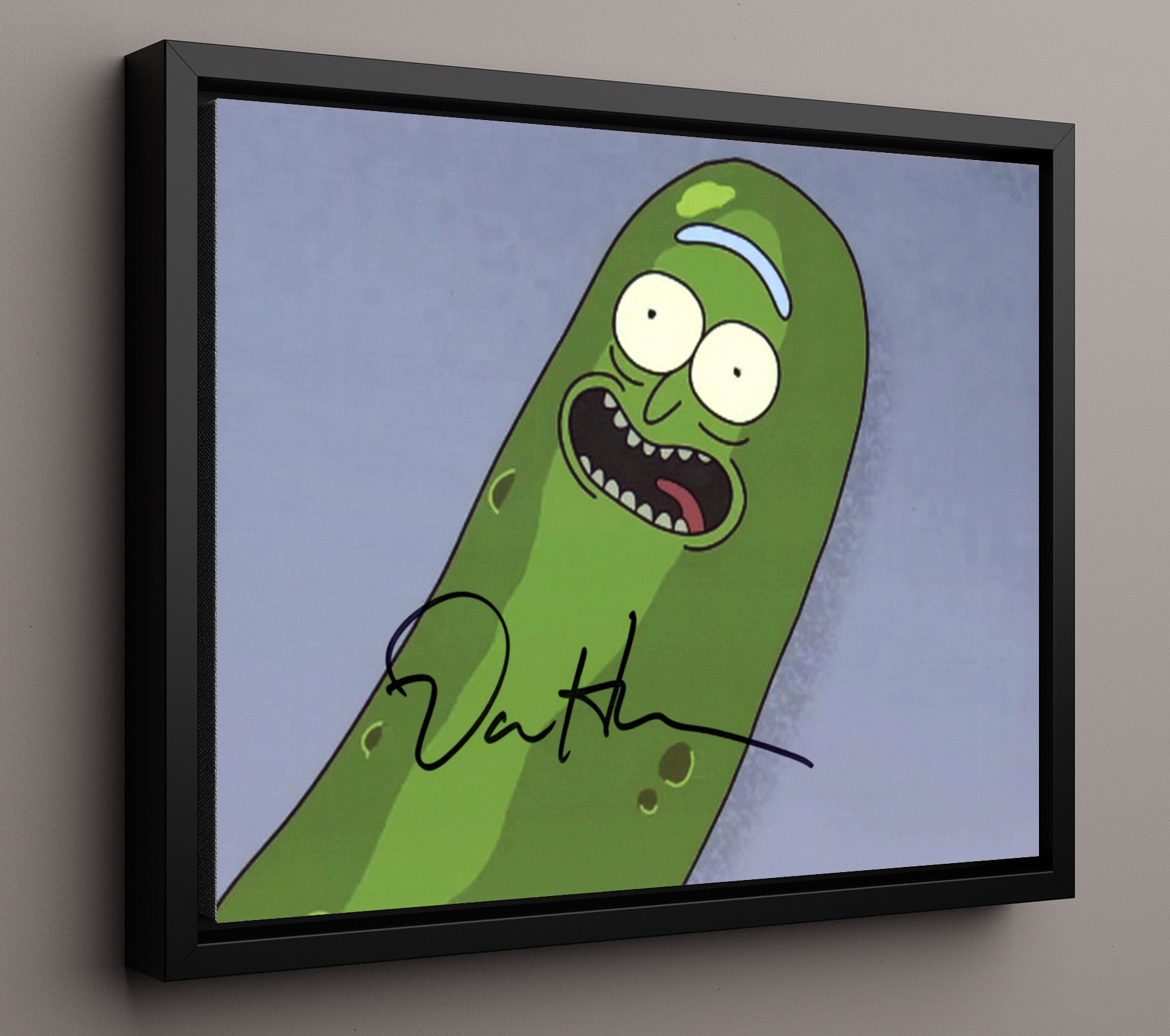 Rick and Morty - Dan Harmon (Pickle Rick) Pickle Face - Vintage Television Wall Art - 16x20 Framed Canvas wall art print - television decor