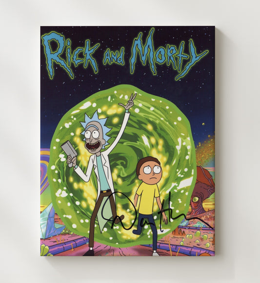 Rick and Morty - Rick Sanchez and Morty Smith - Portal Gun Cartoon Adventure Poster - Canvas television wall art