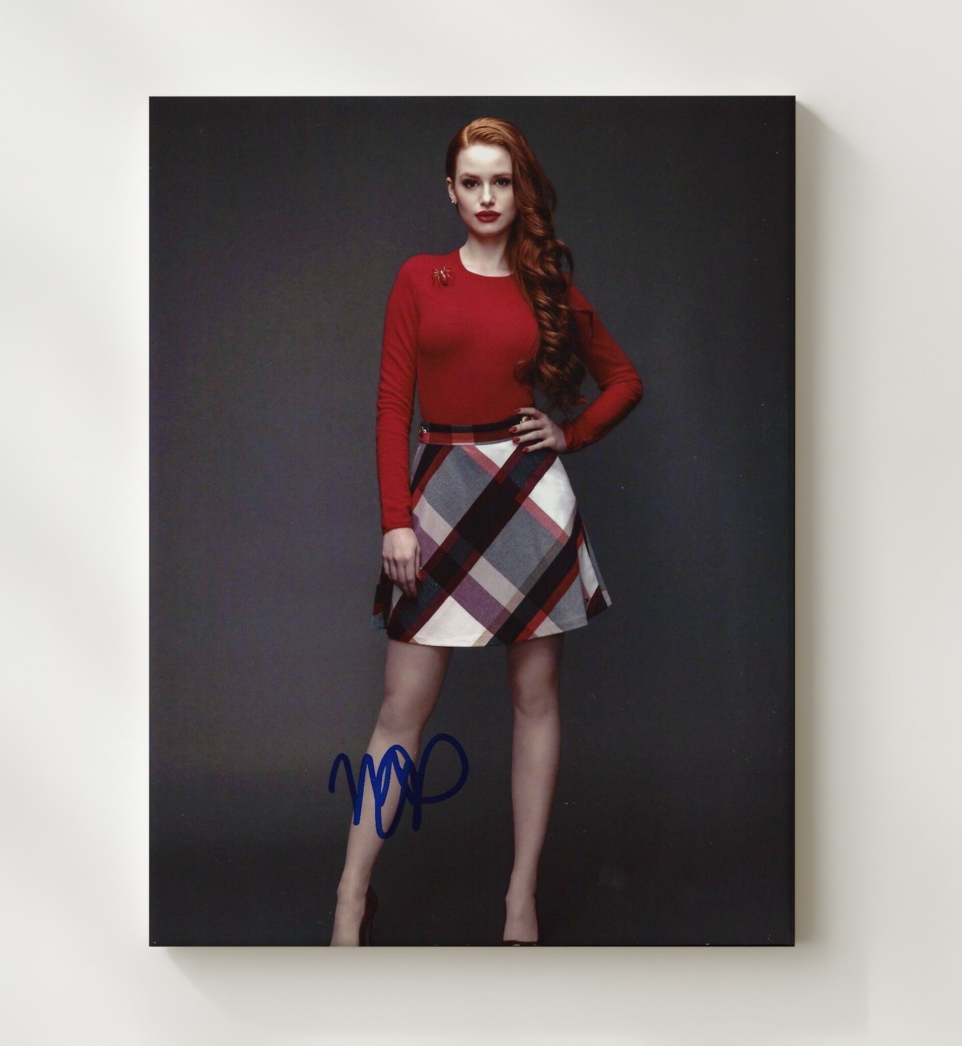 Riverdale - Madelaine Petsch - Cheryl Blossom Red Outfit Studio Pose - Vintage Television Wall Art - 20x24 Canvas wall art print - television decor