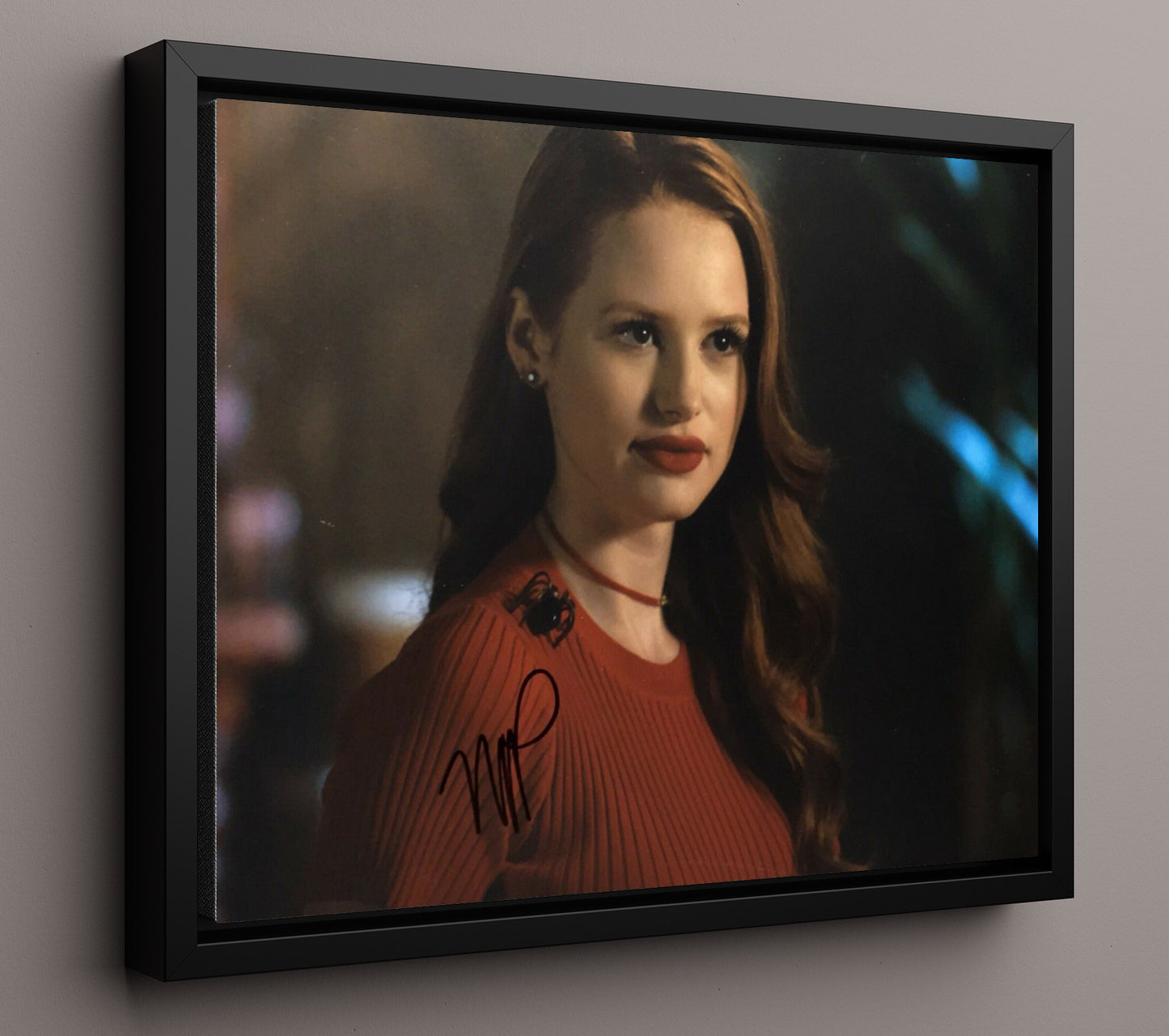 Riverdale - Madelaine Petsch (Cheryl Blossom) Red Sweater Spider Brooch - Vintage Television Wall Art - 16x20 Framed Canvas wall art print - television decor