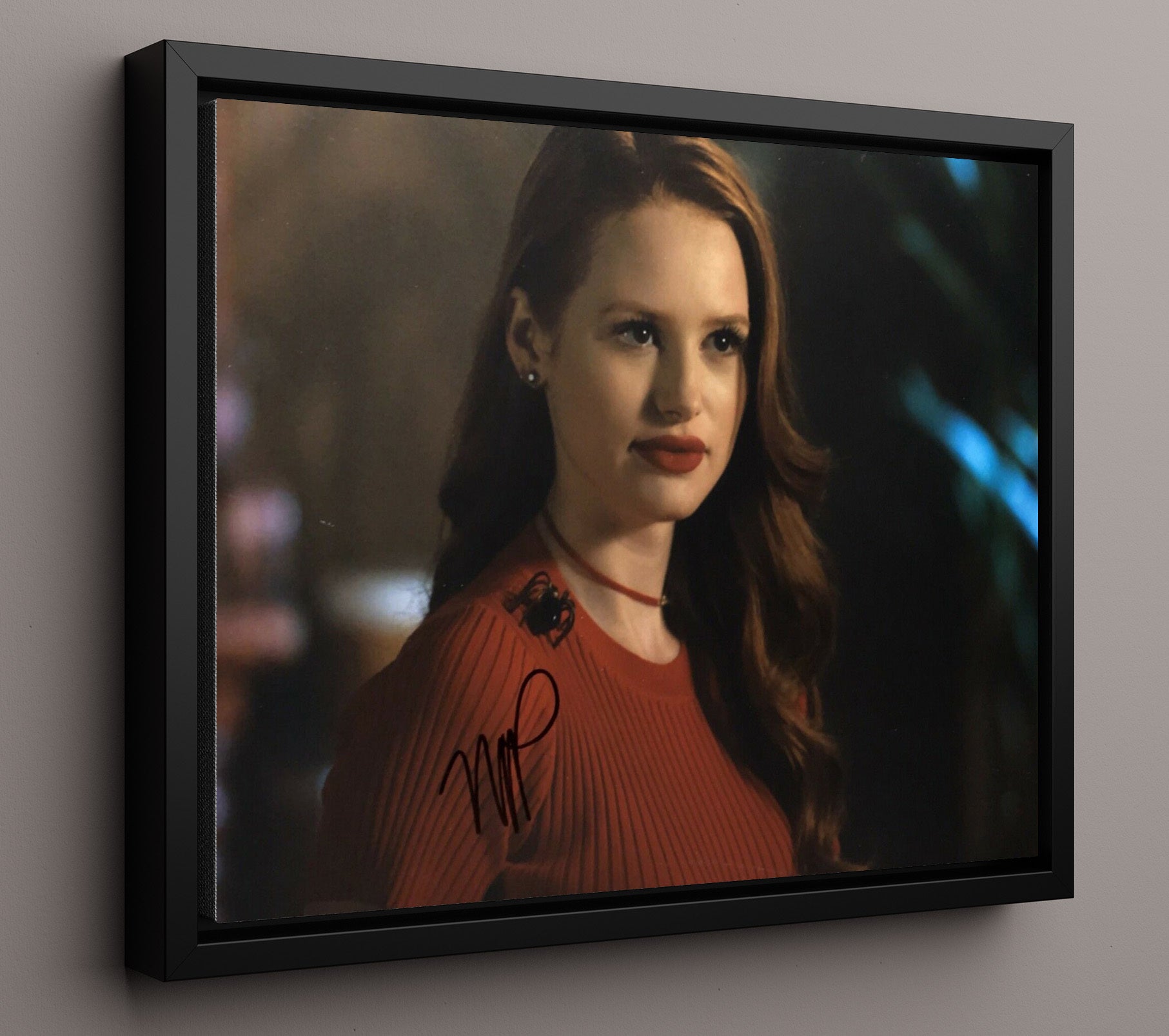 Riverdale - Madelaine Petsch (Cheryl Blossom) Red Sweater Spider Brooch - Vintage Television Wall Art - 16x20 Framed Canvas wall art print - television decor