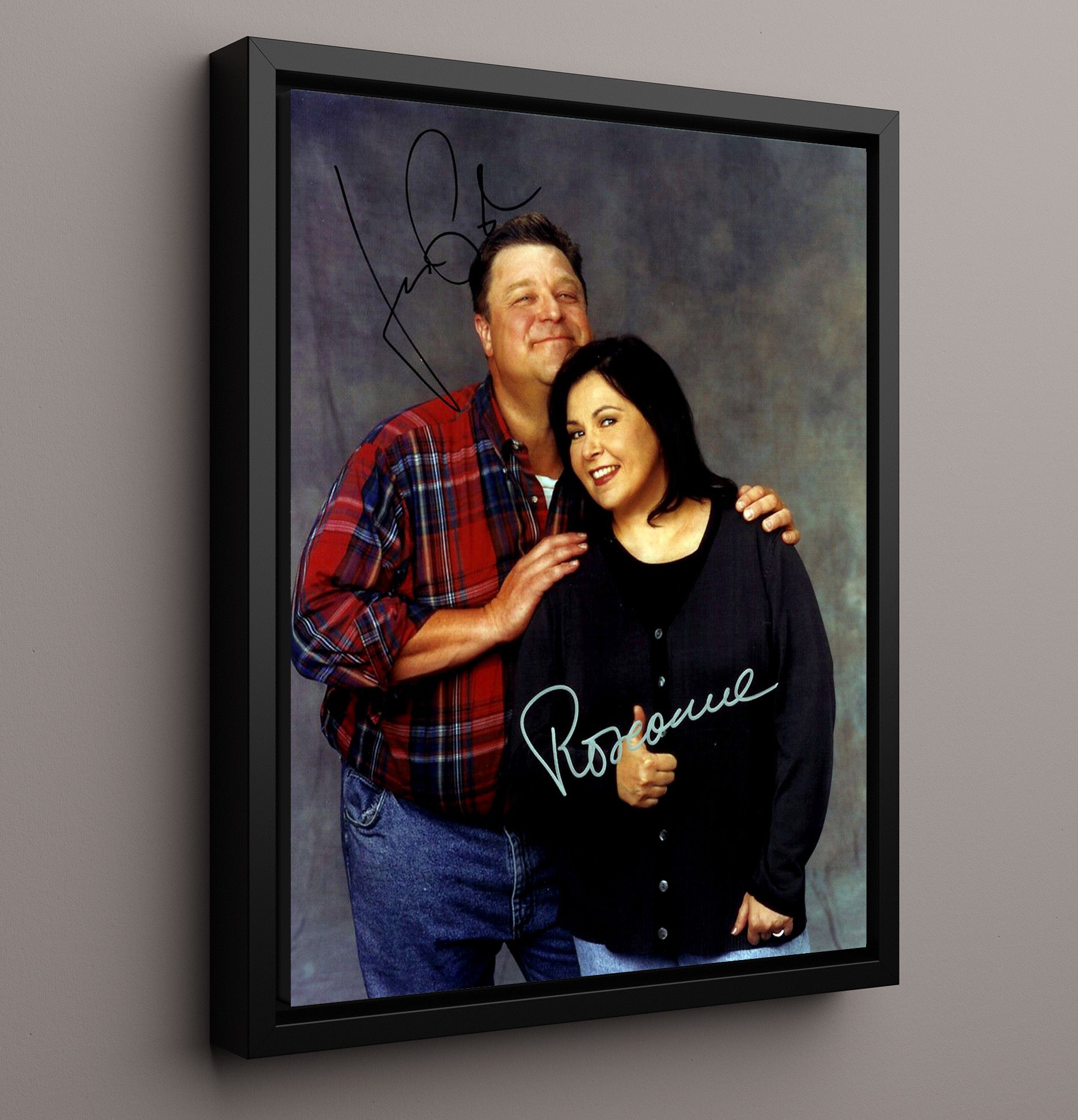Roseanne - John Goodman and Roseanne Barr - Conner Family Couple - Vintage Television Wall Art - 16x20 Framed Canvas wall art print - television decor