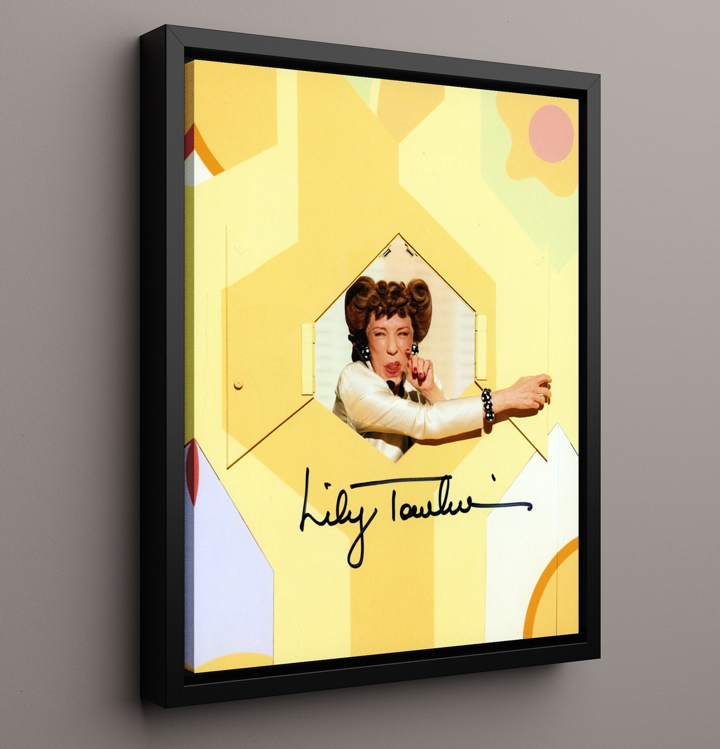 Rowan and Martins Laugh In - Lily Tomlin - Comedy Character Window Pose - Vintage Television Wall Art - 16x20 Framed Canvas wall art print - television decor