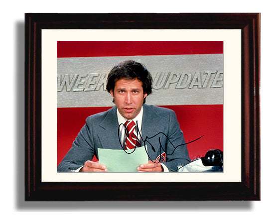 Saturday Night Live - Chevy Chase (Anchorman) Weekend Update Desk Scene - Vintage Television Wall Art - 8x10 Beveled Frame wall art print - television decor
