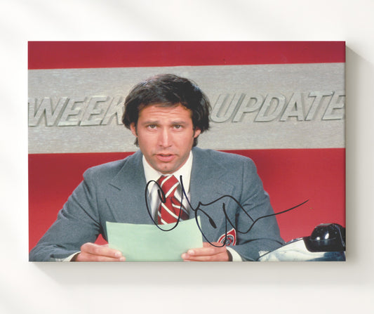 Saturday Night Live - Chevy Chase (Anchorman) Weekend Update Desk Scene - Canvas television wall art