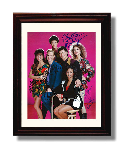Saved by the Bell - Cast - Bright Pink Studio Cast - Vintage Television Wall Art - 8x10 Beveled Frame wall art print - television decor