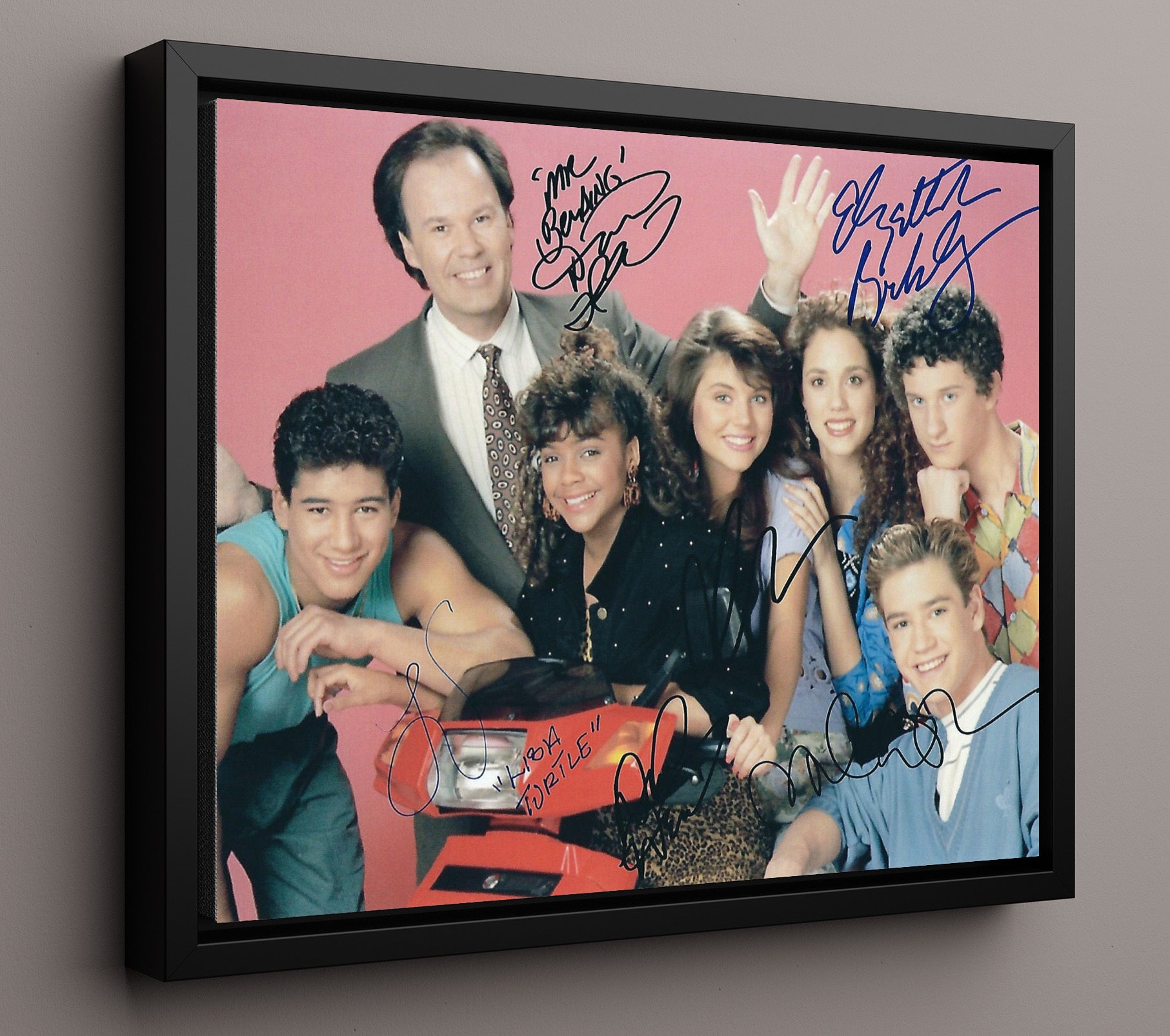 Saved by the Bell - Mark-Paul Gosselaar (Zack Morris) Bayside Cast - Vintage Television Wall Art - 16x20 Framed Canvas wall art print - television decor