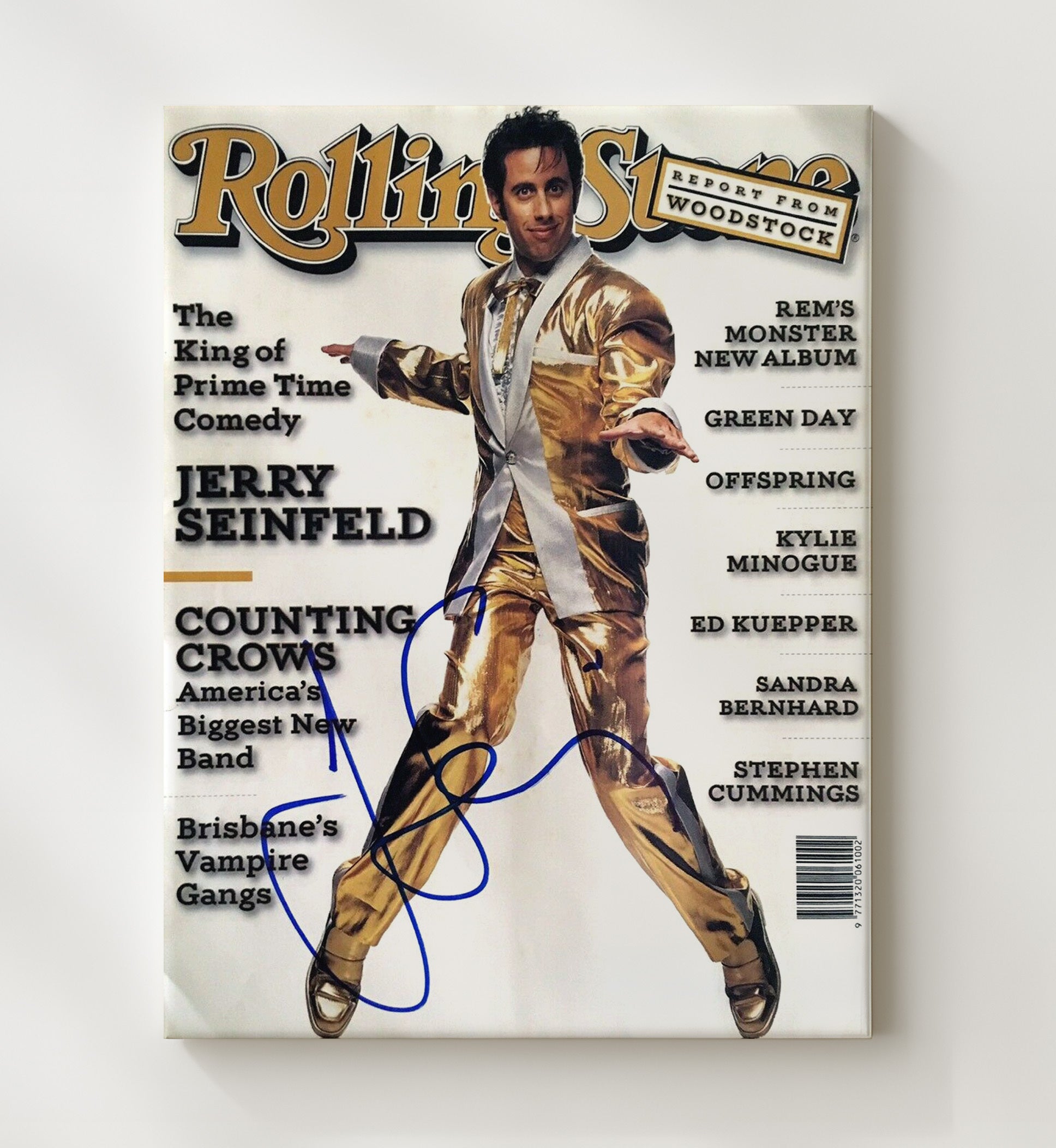 Seinfeld - Jerry Seinfeld - Rolling Stone Gold Suit Cover - Vintage Television Wall Art - 20x24 Canvas wall art print - television decor