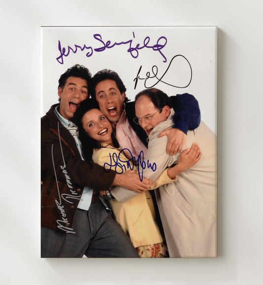 Seinfeld - Jerry Seinfeld Julia Louis Dreyfus Jason Alexander and Michael Richards - Comedic Group Hug - Canvas television wall art