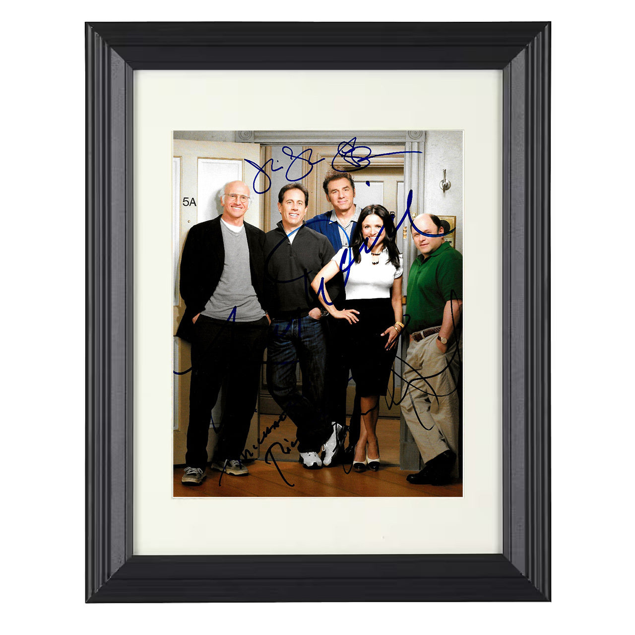 Seinfeld – Main Cast – Apartment Hallway Ensemble Image – 8x10 black beveled framed television wall art