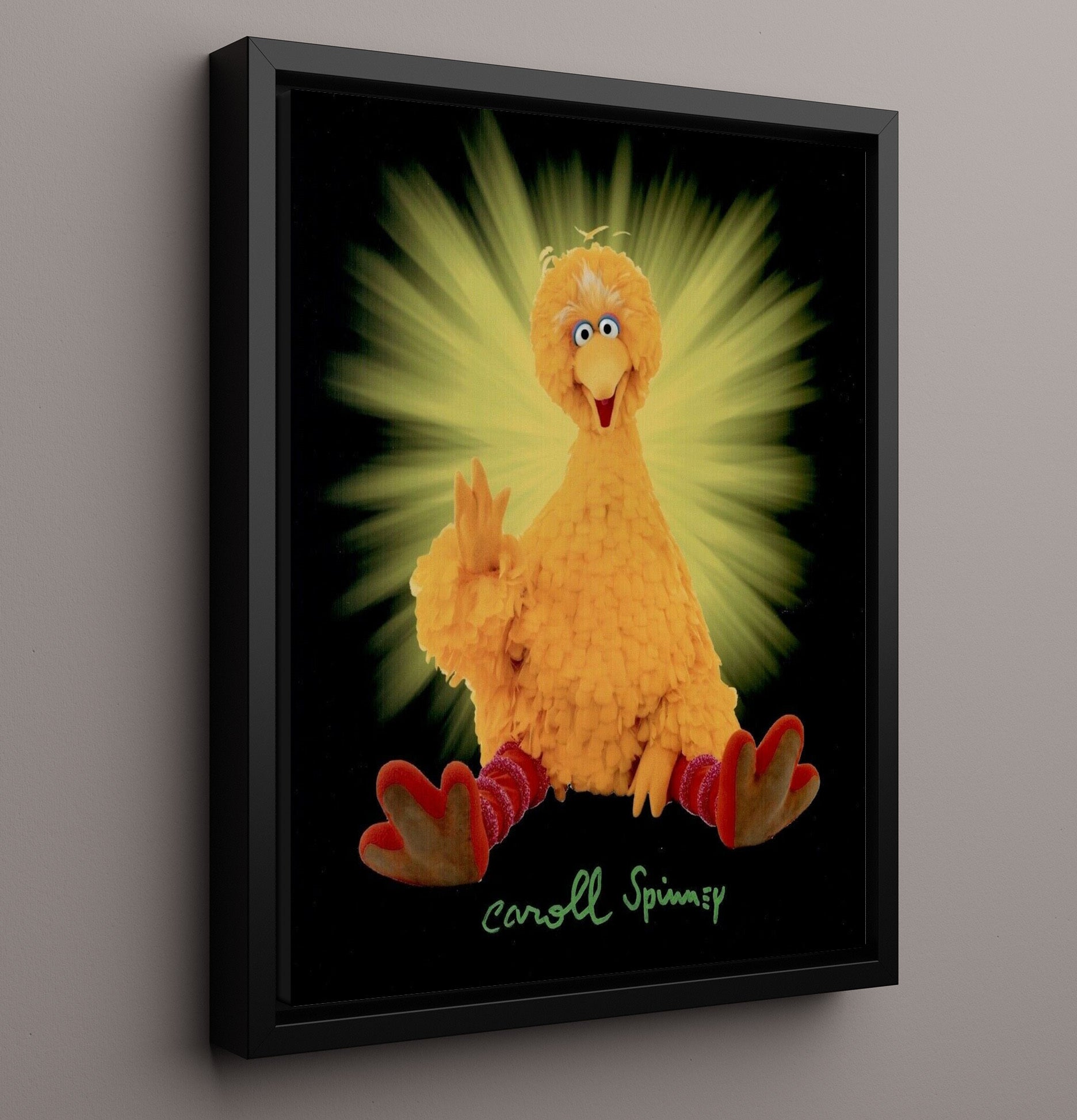 Sesame Street - Caroll Spinney Big Bird Beloved Childrens TV Giant - Vintage Television Wall Art - 16x20 Framed Canvas wall art print - television decor