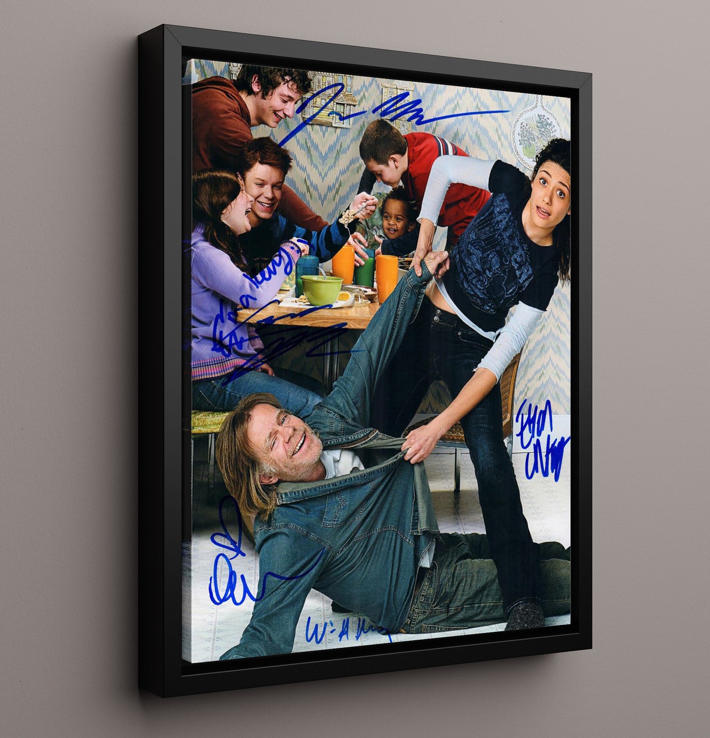 Shameless - Gallagher Family Cast - Chaotic Kitchen Comedy Scene - Vintage Television Wall Art - 16x20 Framed Canvas wall art print - television decor