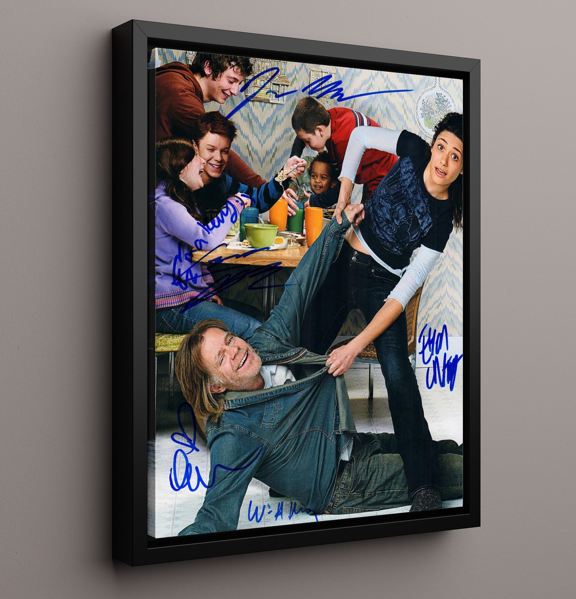 Shameless - Gallagher Family Cast - Chaotic Kitchen Comedy Scene - Vintage Television Wall Art - 16x20 Framed Canvas wall art print - television decor