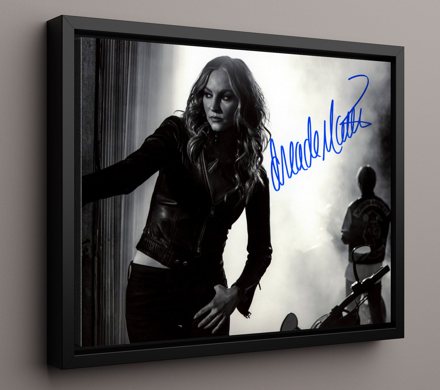Sons of Anarchy - Drea de Matteo (Wendy Case) Leather Jacket Alley Scene - Vintage Television Wall Art - 16x20 Framed Canvas wall art print - television decor