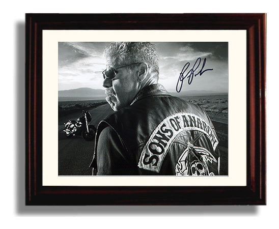 Sons of Anarchy - Ron Perlman (Clay Morrow) Motorcycle Road BandW - Vintage Television Wall Art - 8x10 Beveled Frame wall art print - television decor