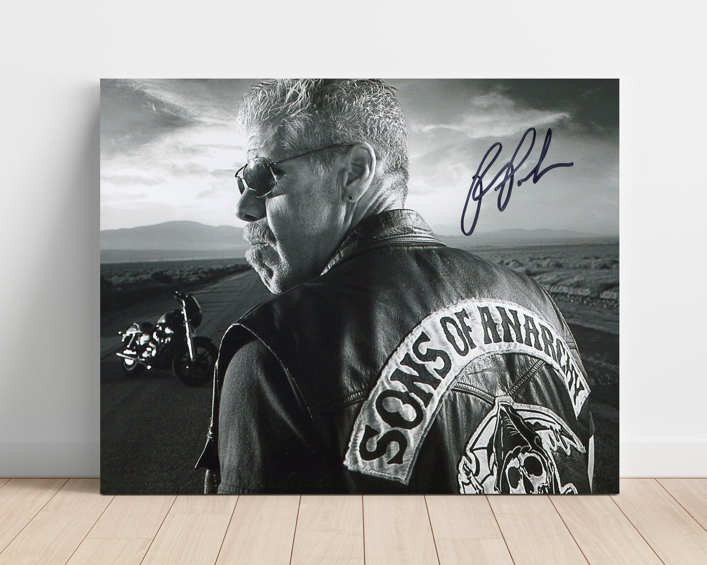 Sons of Anarchy - Ron Perlman (Clay Morrow) Motorcycle Road BandW - Vintage Television Wall Art - 16x20 Unframed Print wall art print - television decor