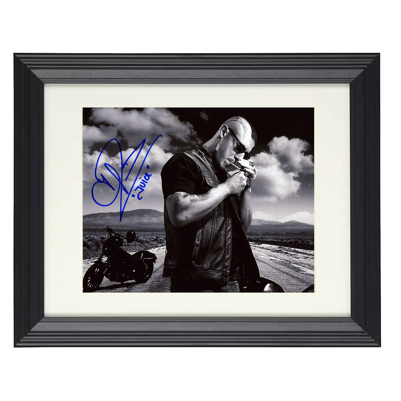 Sons of Anarchy – Juice Ortiz Motorcycle Roadside Image – 8x10 black beveled framed television wall art