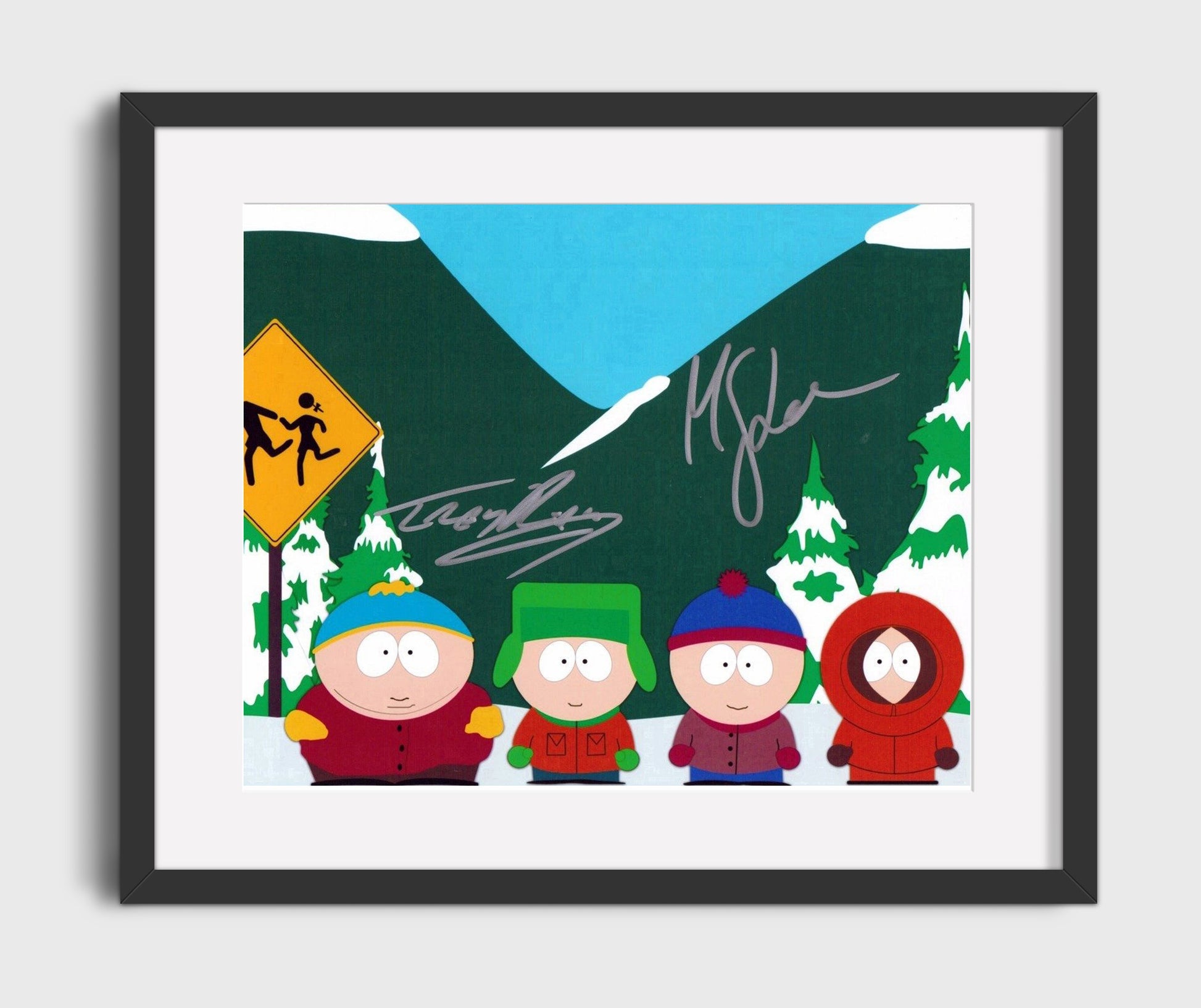 South Park - Trey Parker (Stan Marsh) Ensemble Cast Character Lineup - Vintage Television Wall Art - 16x20 Gallery Frame wall art print - television decor