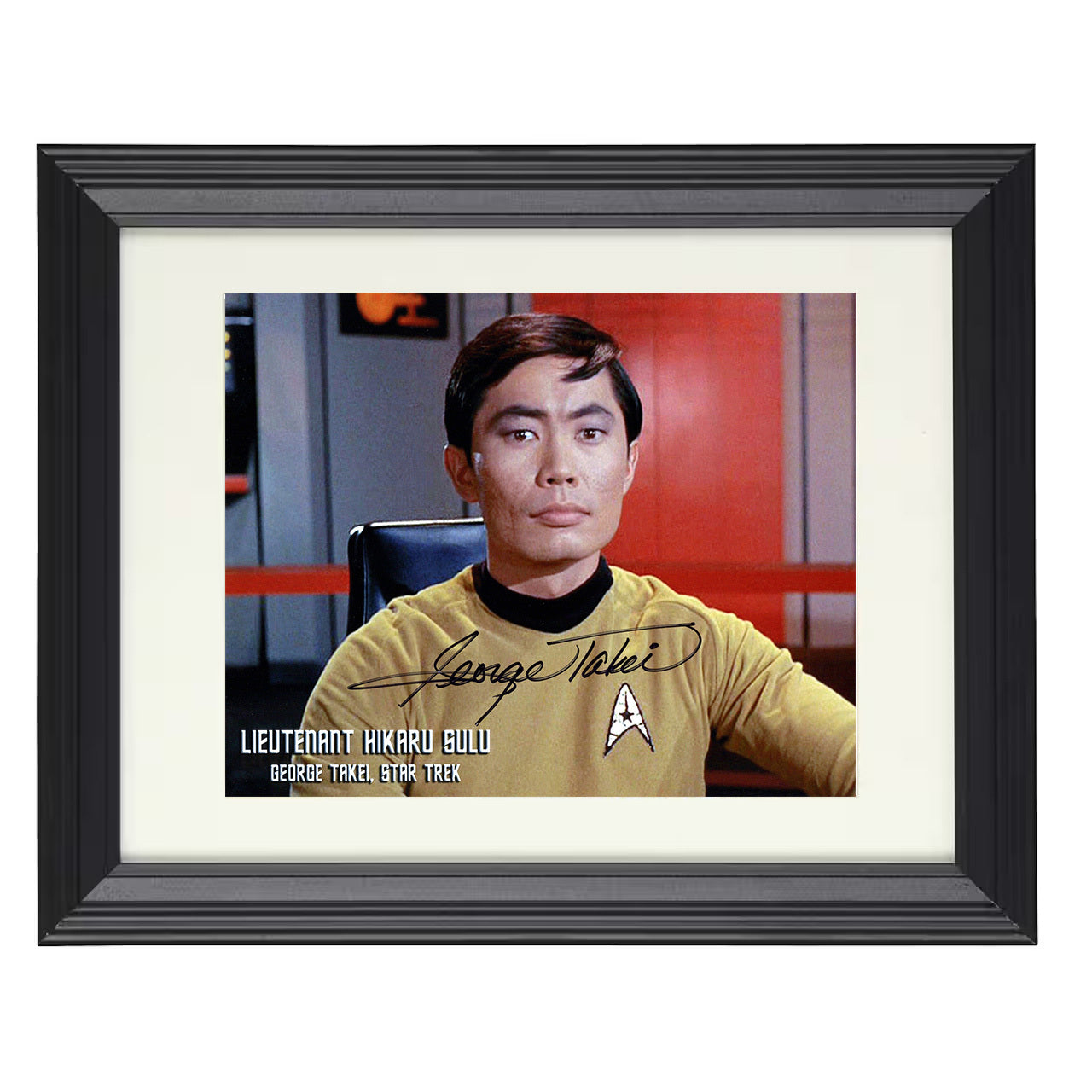 Star Trek – Hikaru Sulu Bridge Uniform Close Frame – 8x10 black beveled framed television wall art