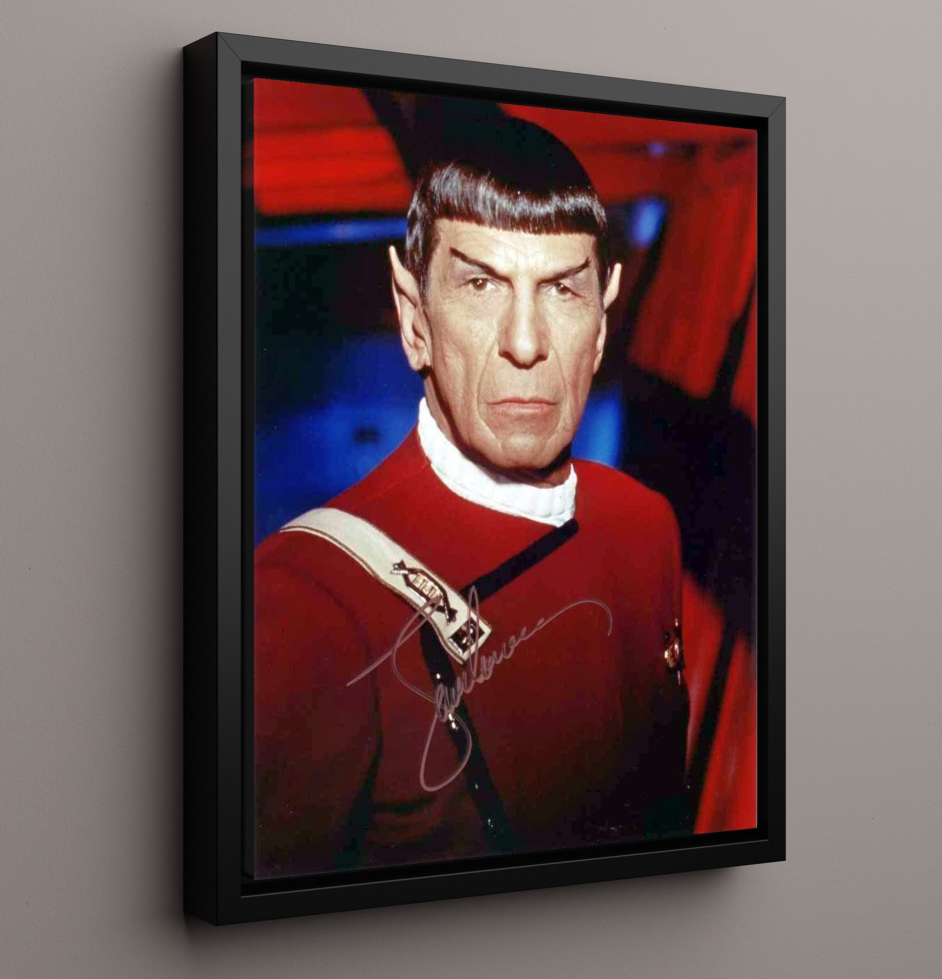 Star Trek - Leonard Nimoy - Spock Red Uniform - Vintage Television Wall Art - 16x20 Framed Canvas wall art print - television decor