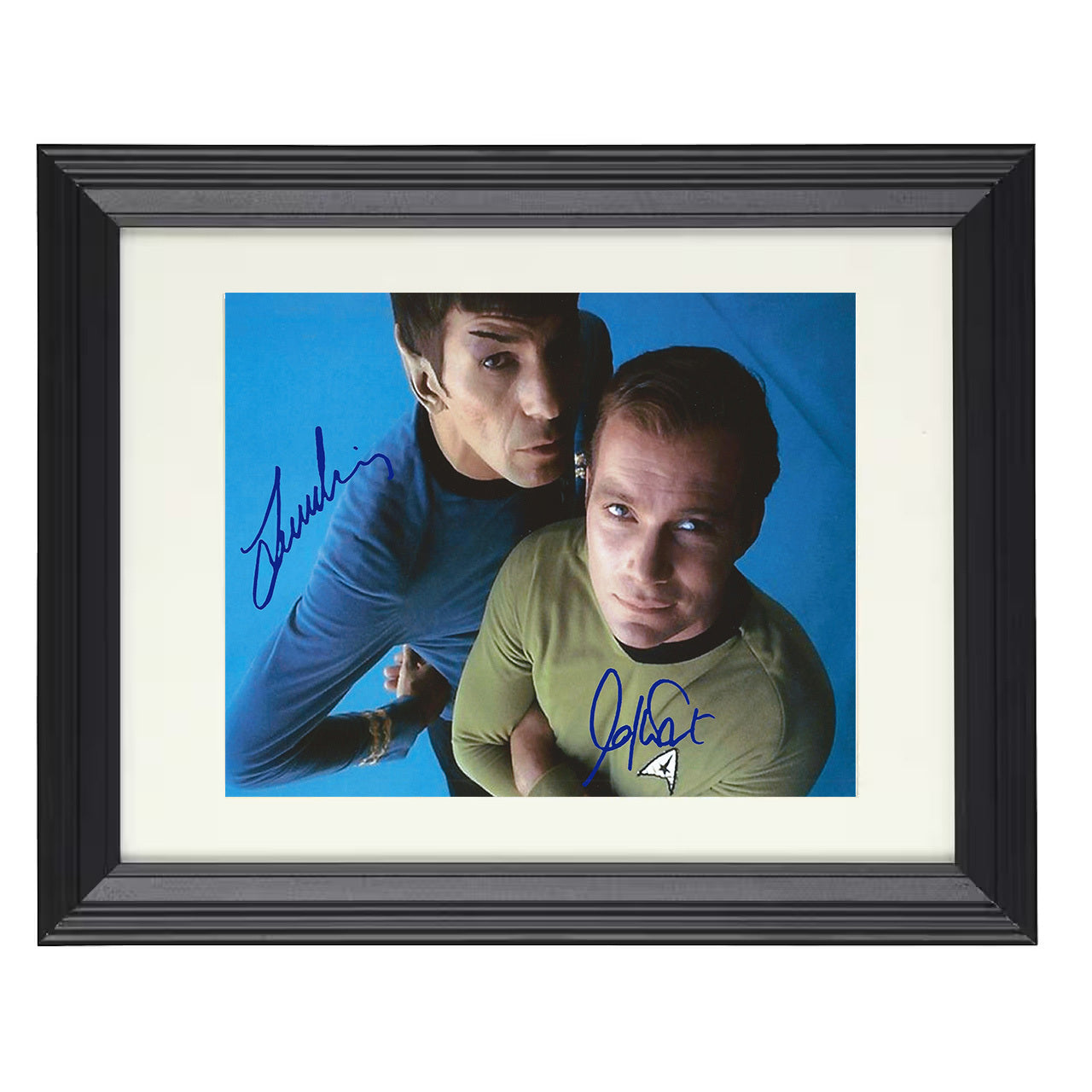 Star Trek – Spock and William Shatner Classic Duo Image – 8x10 black beveled framed television wall art