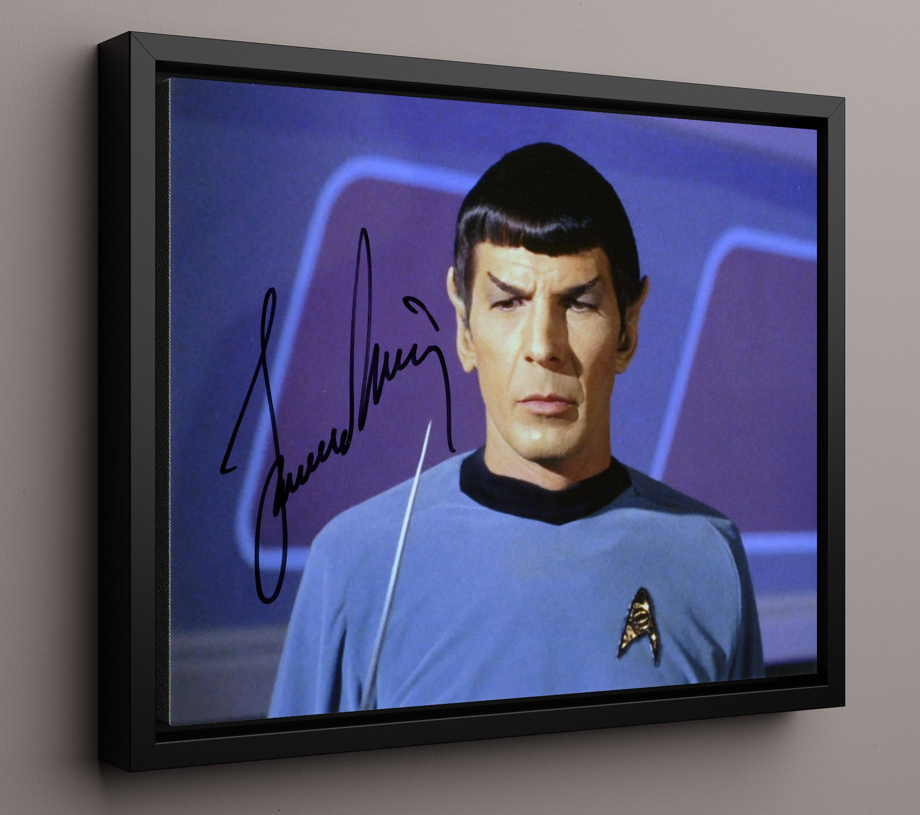 Star Trek - Leonard Nimoy (Spock) Starfleet Uniform - Vintage Television Wall Art - 16x20 Framed Canvas wall art print - television decor