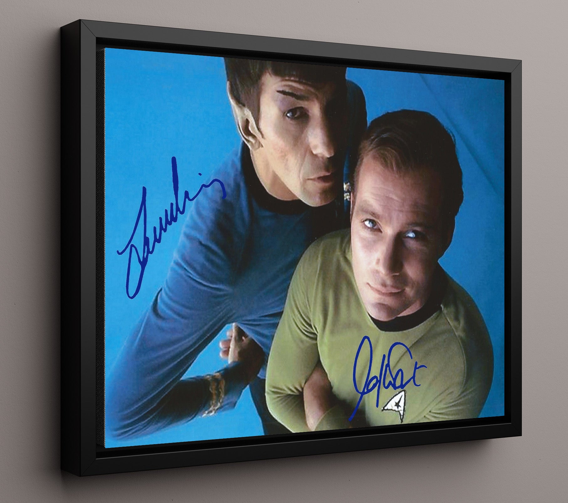 Star Trek - Leonard Nimoy (Spock) and William Shatner (Captain Kirk) Classic Duo - Vintage Television Wall Art - 16x20 Framed Canvas wall art print - television decor