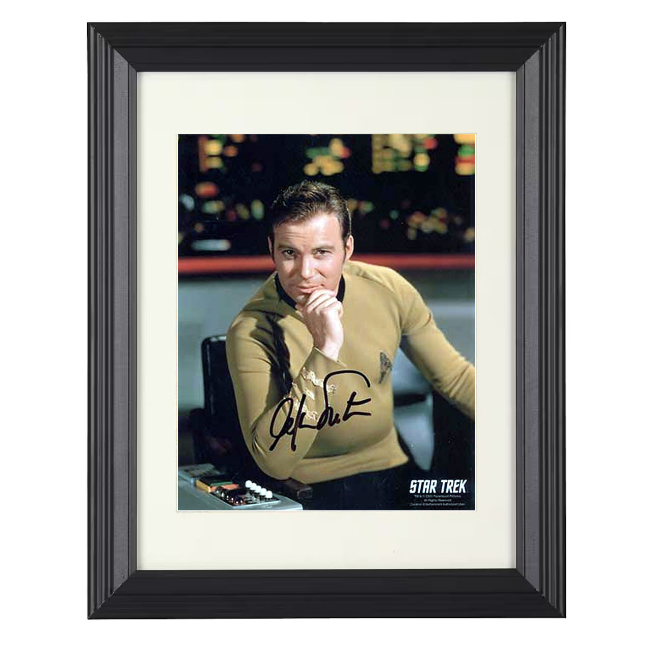 Star Trek – James T. Kirk Captain Kirk Command Chair Image – 8x10 black beveled framed television wall art
