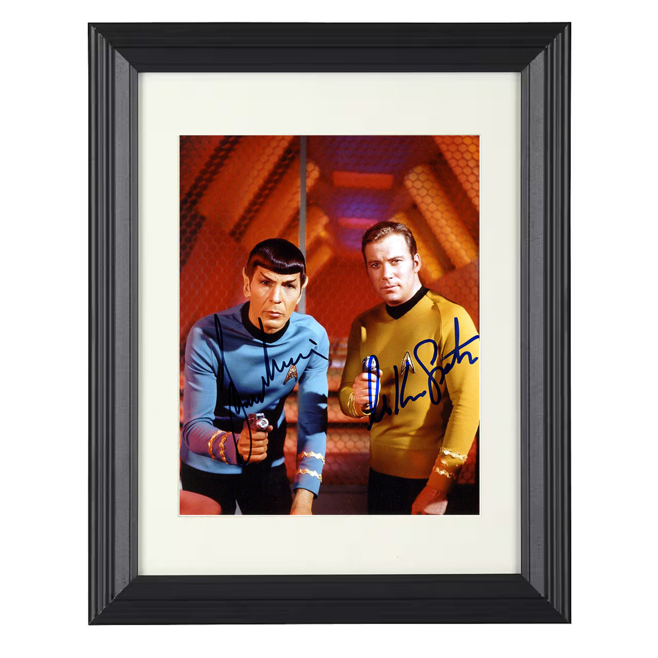 Star Trek – James T. Kirk and Leonard Nimoy Bridge Scene – 8x10 black beveled framed television wall art