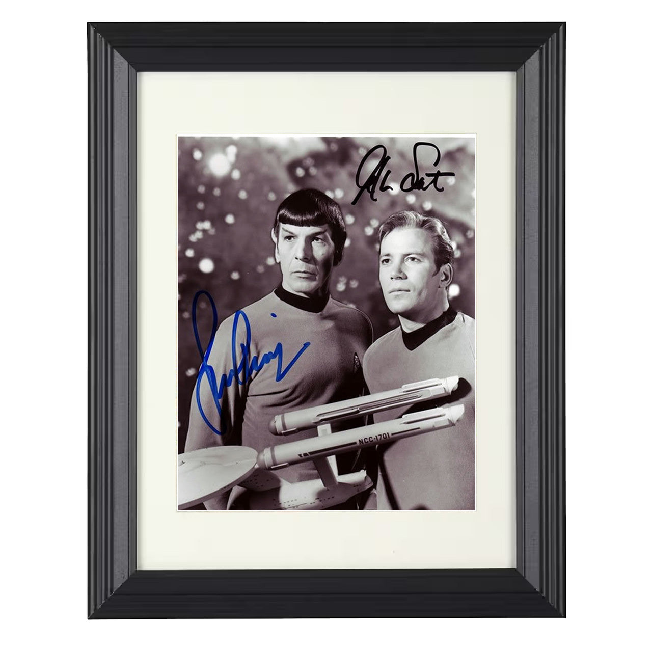 Star Trek – James T. Kirk and Leonard Nimoy Enterprise – 8x10 black beveled framed television wall art