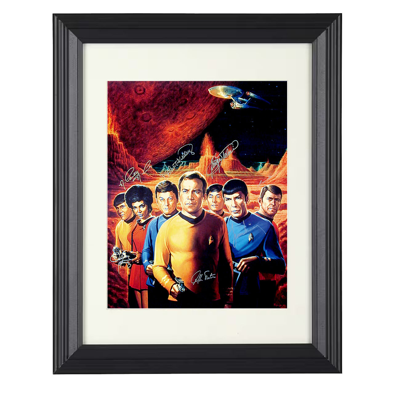 Star Trek – James T. Kirk and Leonard Nimoy Series Crew – 8x10 black beveled framed television wall art