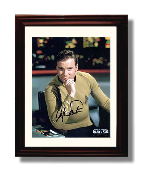 Star Trek - William Shatner (James T. Kirk) Captain Kirk Command Chair - Vintage Television Wall Art - 8x10 Beveled Frame wall art print - television decor