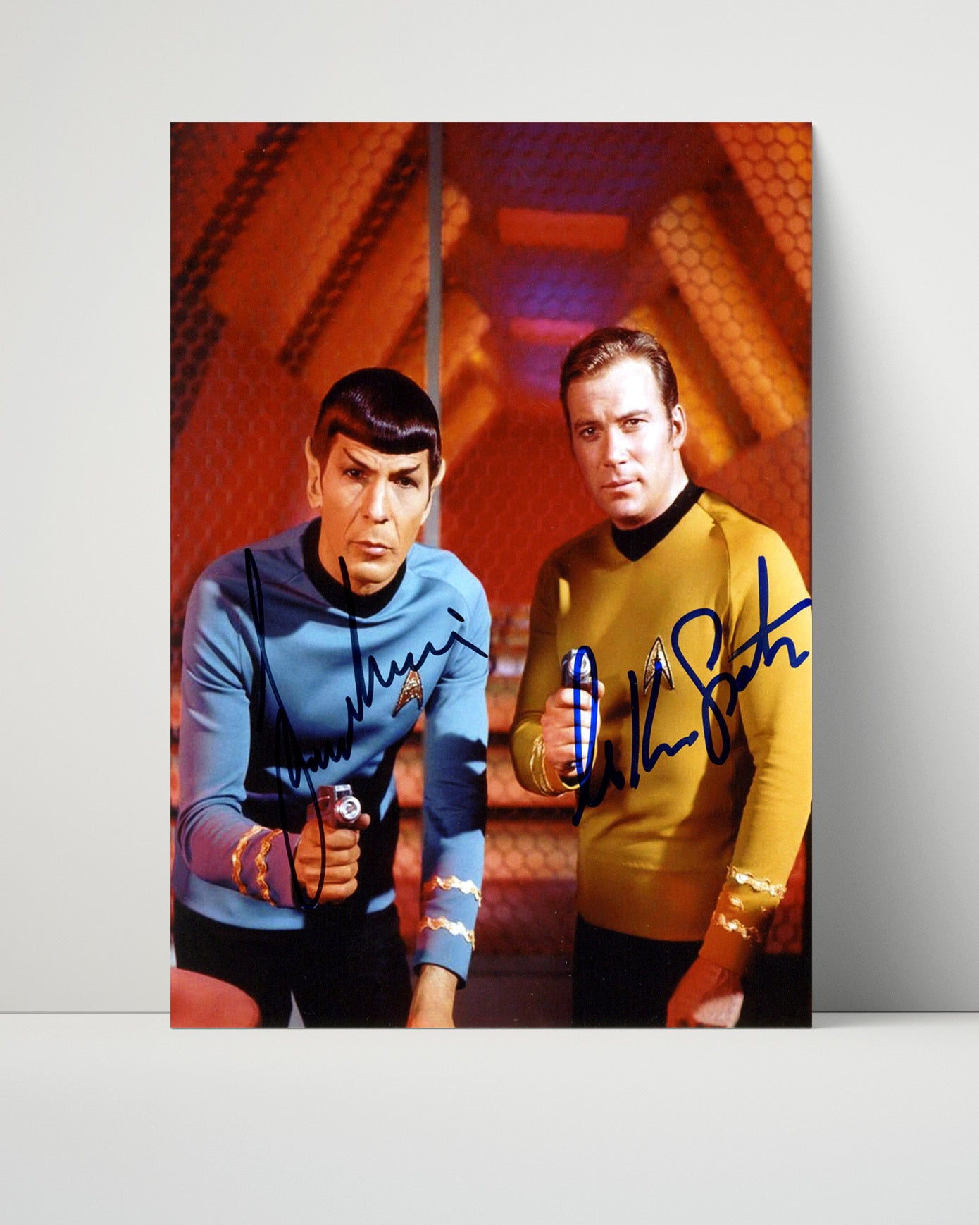 Star Trek - William Shatner (James T. Kirk) and Leonard Nimoy (Spock) Bridge Scene Phaser Pose - Vintage Television Wall Art - 16x20 Unframed Print wall art print - television decor