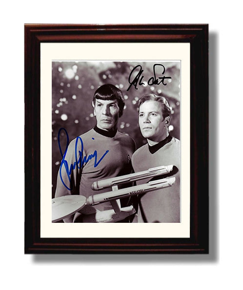 Star Trek - William Shatner (James T. Kirk) and Leonard Nimoy (Spock) Enterprise Bridge Character - Vintage Television Wall Art - 8x10 Beveled Frame wall art print - television decor
