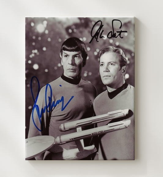 Star Trek - William Shatner (James T. Kirk) and Leonard Nimoy (Spock) Enterprise Bridge Character - Canvas television wall art