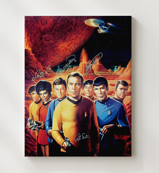 Star Trek - William Shatner (James T. Kirk) and Leonard Nimoy (Spock) Original Series Crew Poster - Canvas television wall art