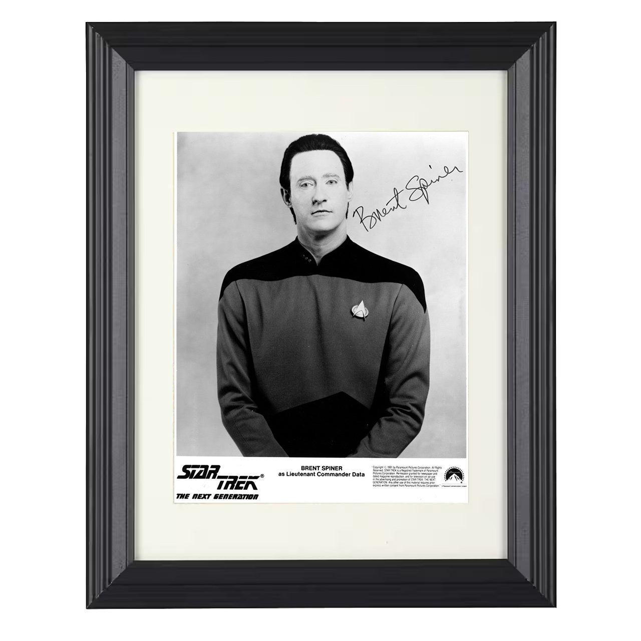 Star Trek The Next Generation – Brent Spiner Android Officer – 8x10 black beveled framed television wall art