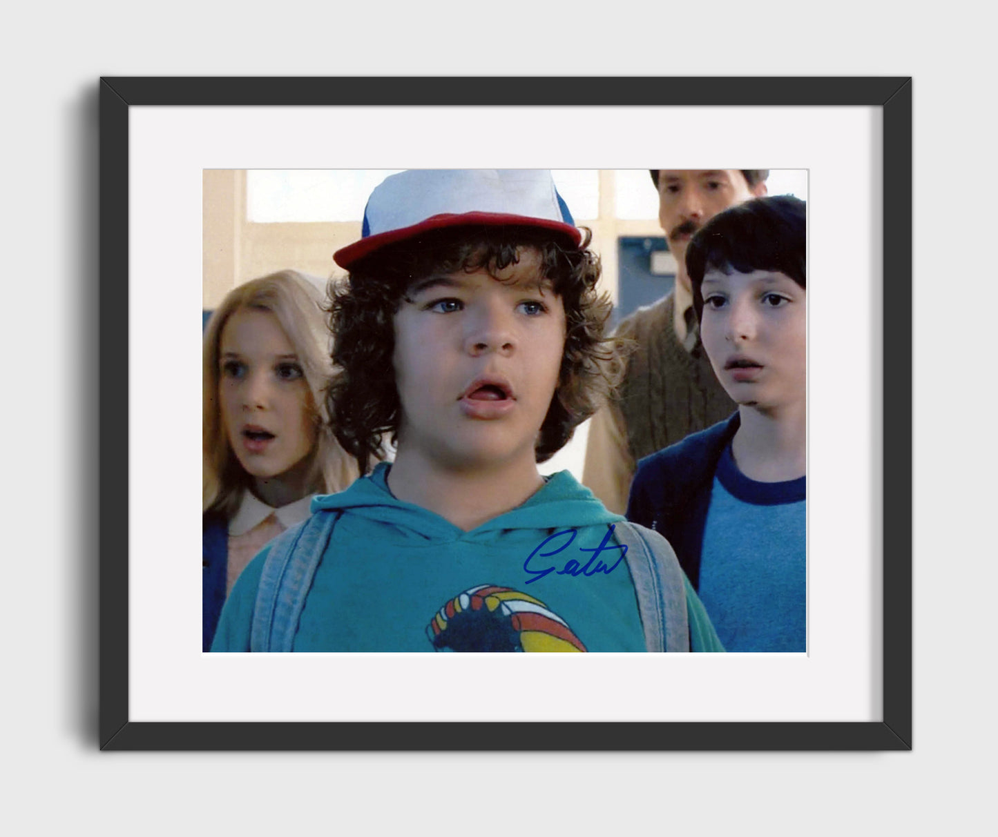 Stranger Things - Gaten Matarazzo (Dustin Henderson) School Hallway Reaction Scene - Vintage Television Wall Art - 16x20 Gallery Frame wall art print - television decor