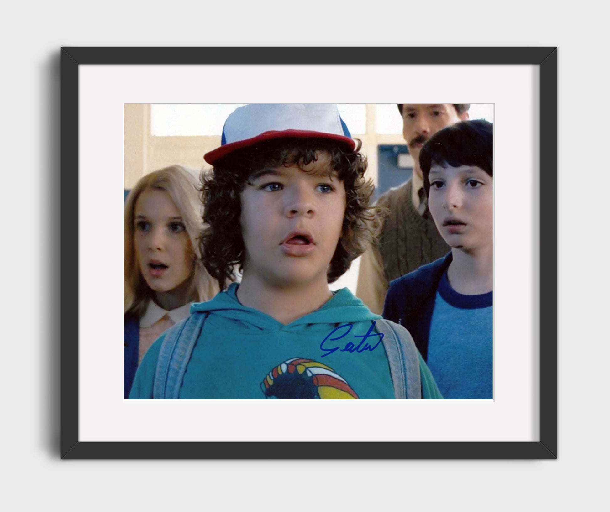 Stranger Things - Gaten Matarazzo (Dustin Henderson) School Hallway Reaction Scene - Vintage Television Wall Art - 16x20 Gallery Frame wall art print - television decor